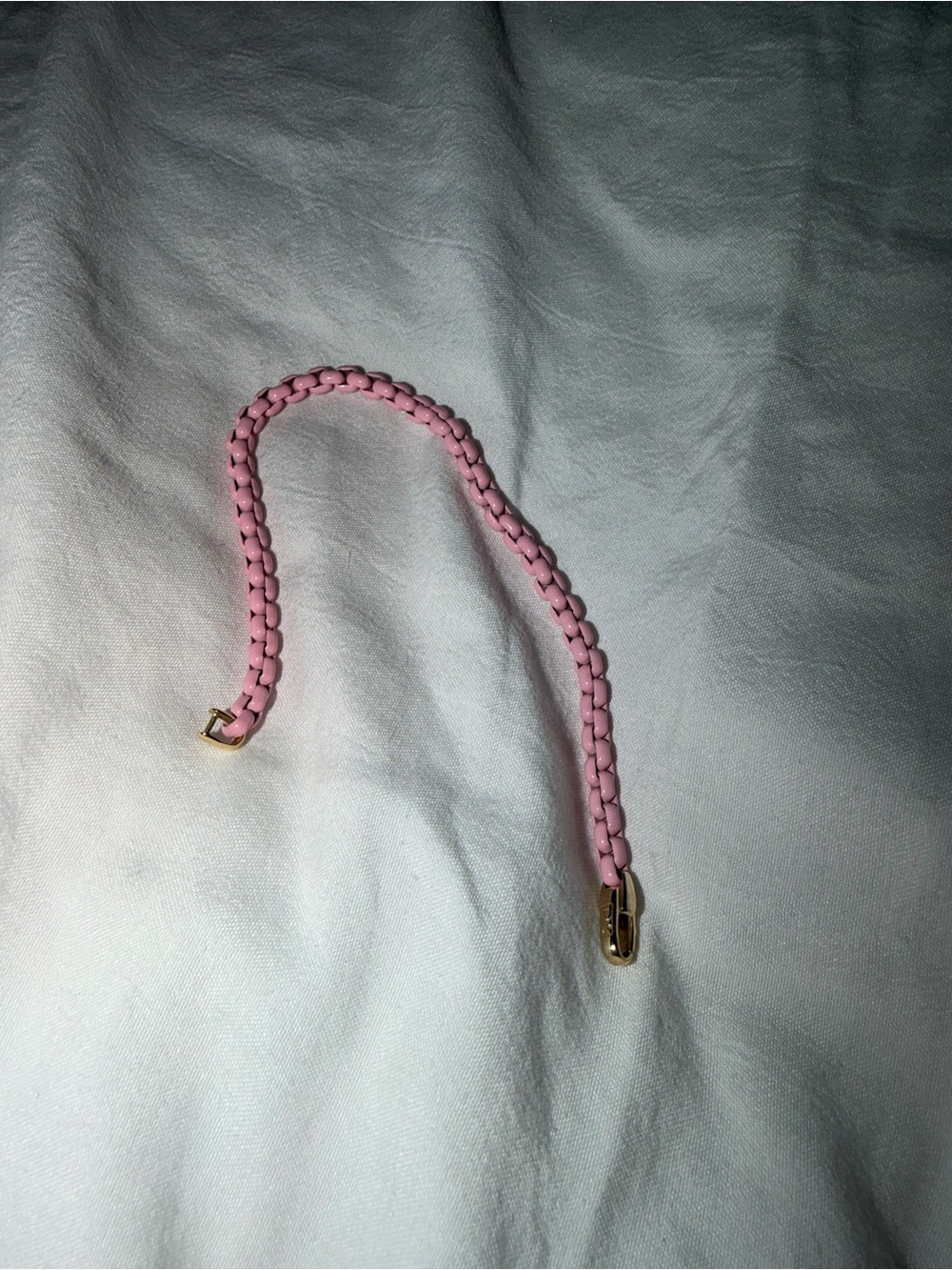 David Yurman Pink Braided Phone Strap with Gold Hardware Accent